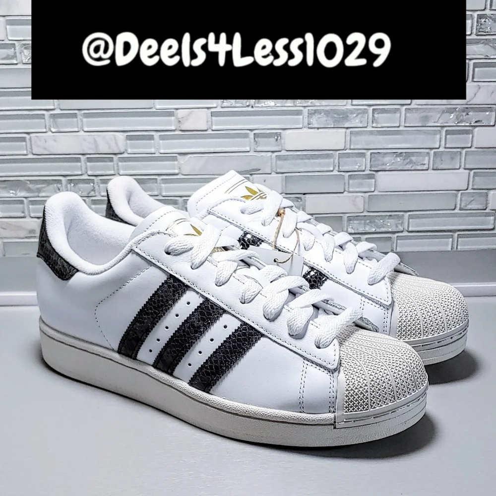 Adidas Originals Superstar 2 Snakeskin Stripes Womens Size 9.5 White Black